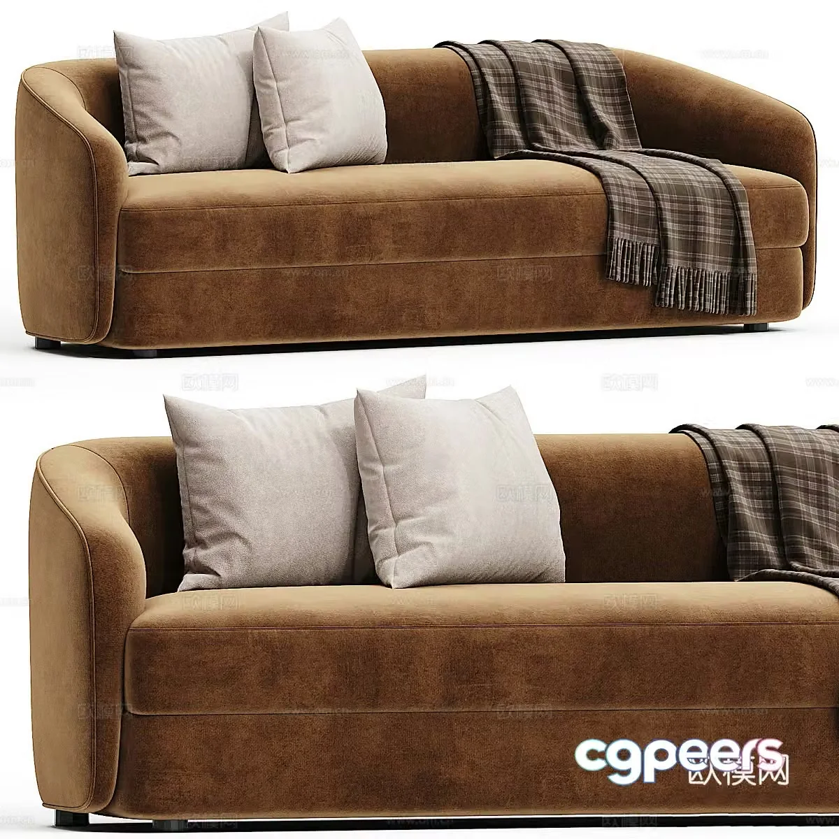 Modern light luxury fabric casual sofa 3D model
