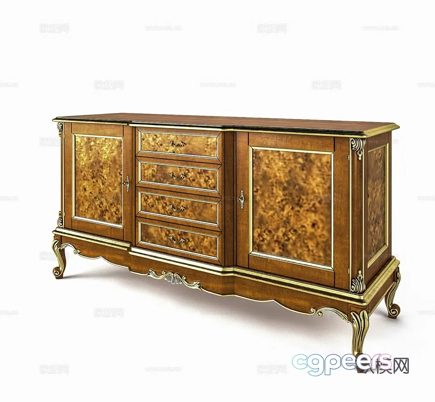 European style storage cabinet decorative cabinet side cabinet entrance cabinet 3D model