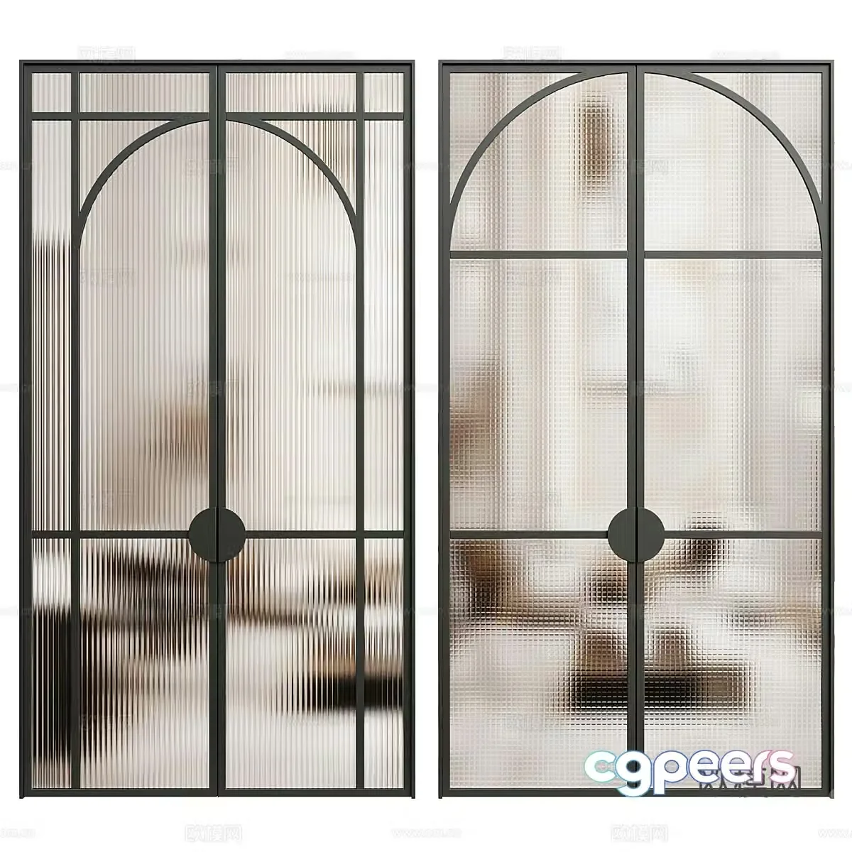 Glass door double-open door 3D model