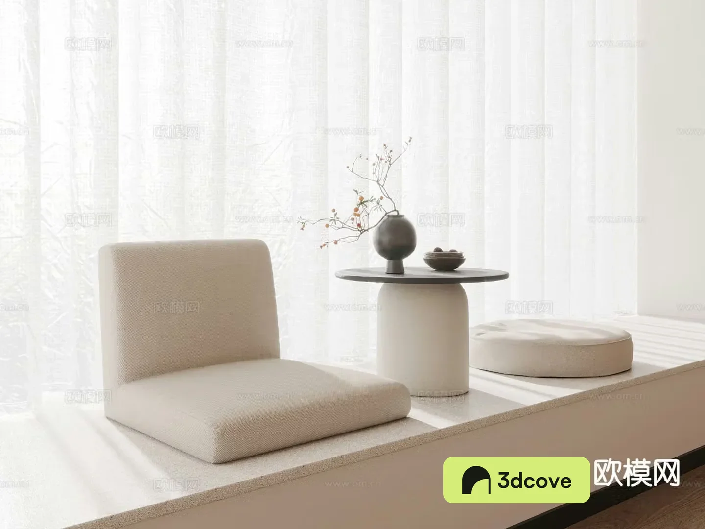 Modern bay window mat curtain tuft