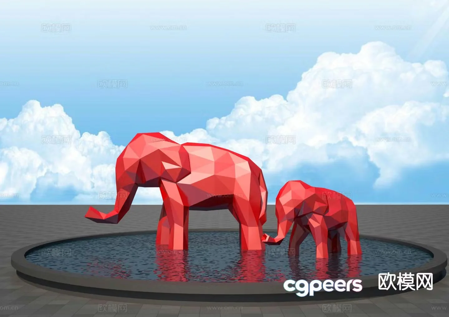 Elephant sculpture landscape sculpture 3d model