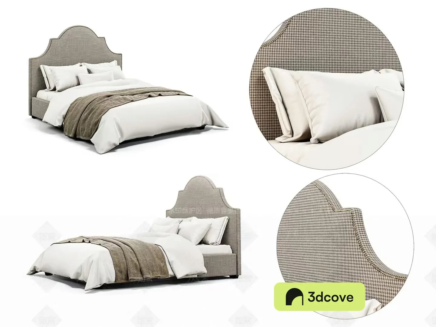 A Bed With A Gray Headboard