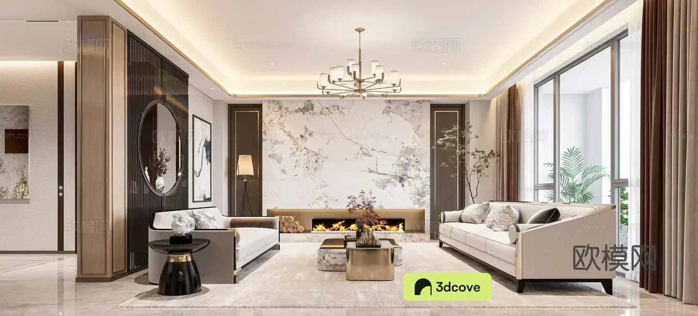 New Chinese style living and dining room