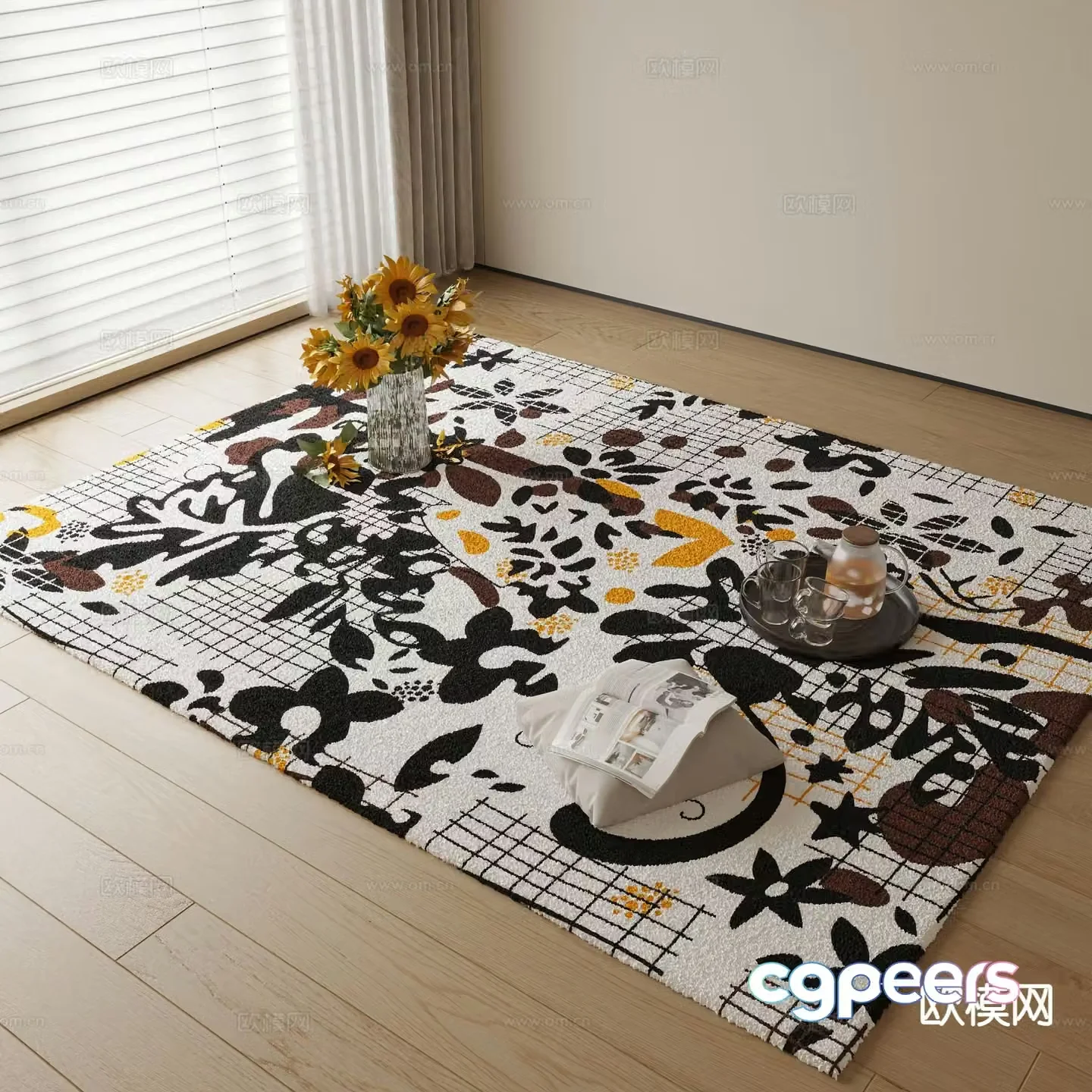 Decorative carpet square carpet 3d model