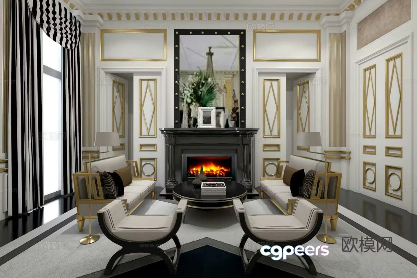 Simple European living room 3D model