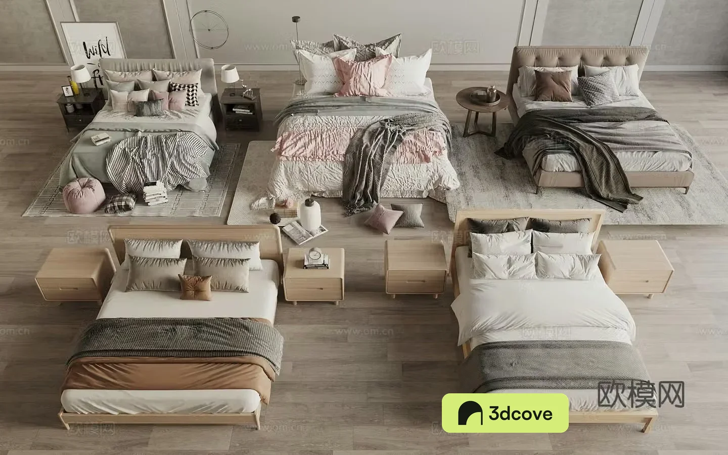 Log style double bed