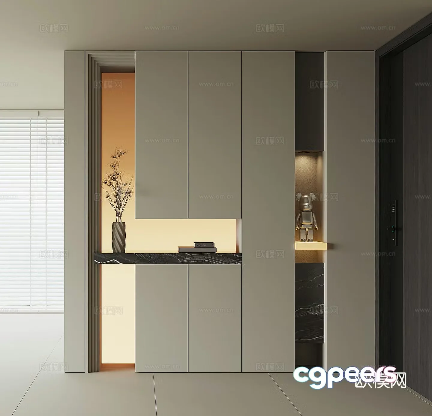 Modern home entrance shoe cabinet 3D model