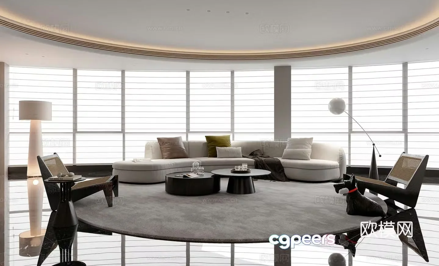 Modern suite living room dining room 3d model