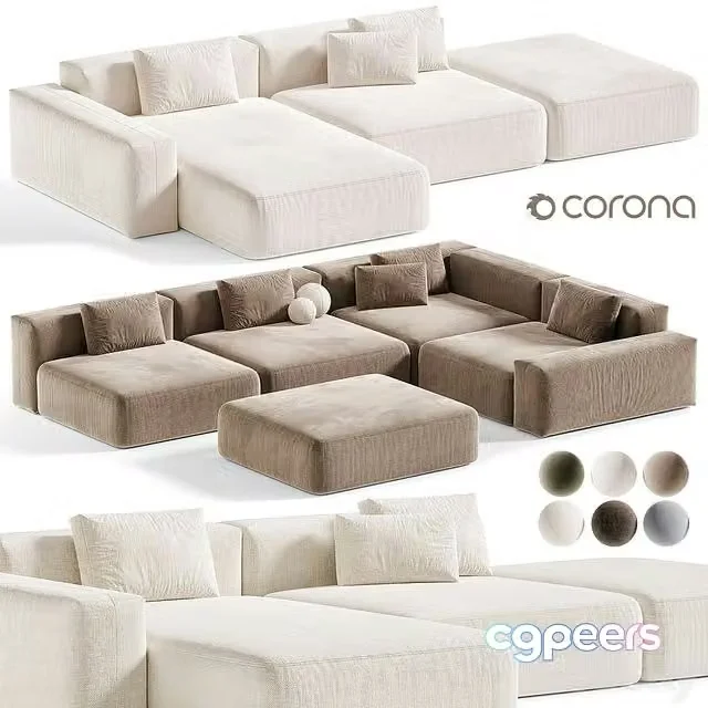 3ds Max Free – Modular Sofa BON ONE 33, Modular sofa