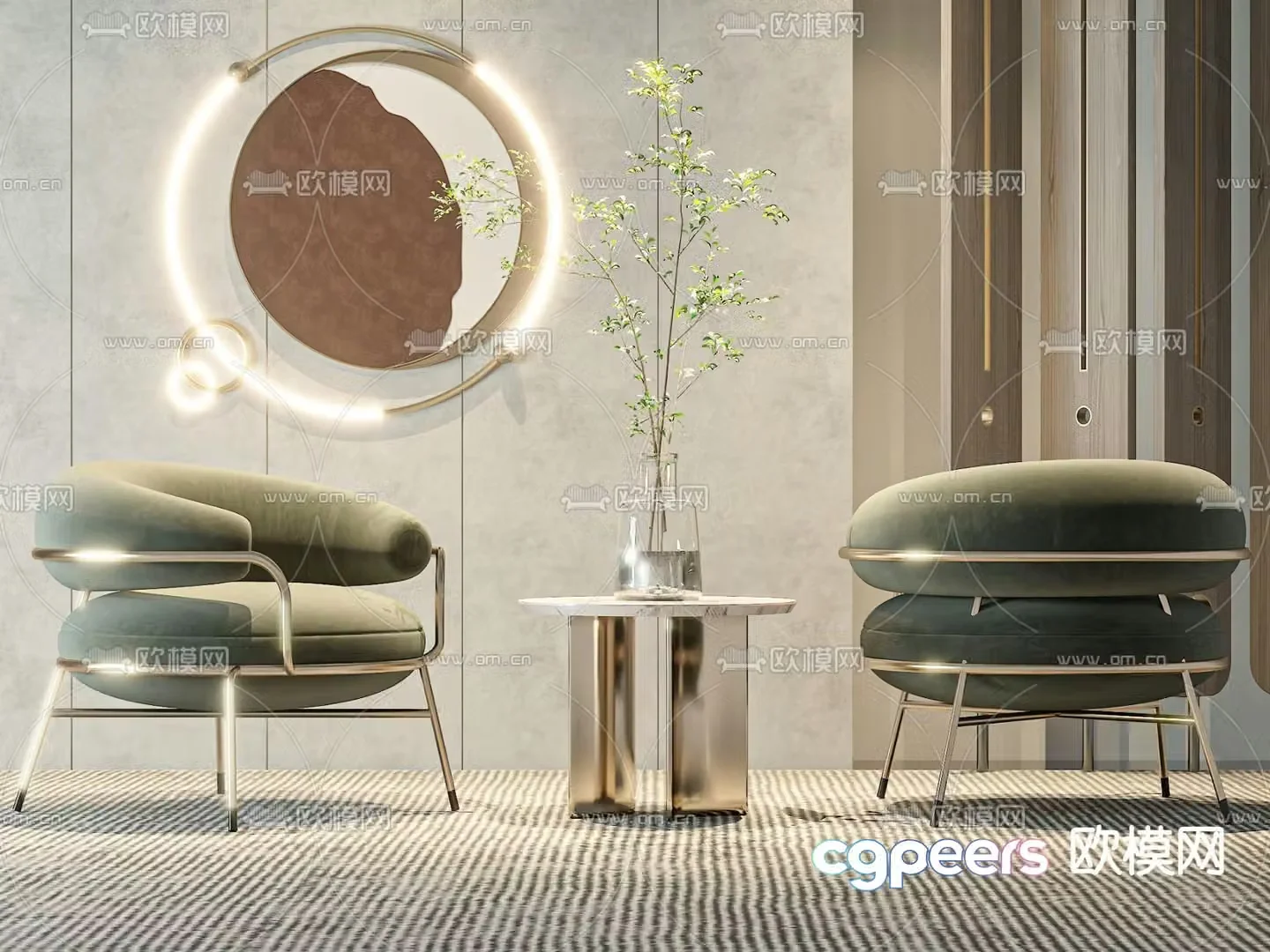 Light luxury sofa chair leisure chair table 3d model