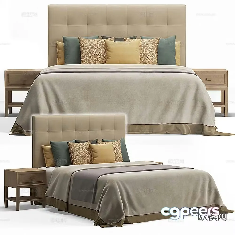 Modern double bed 3d model