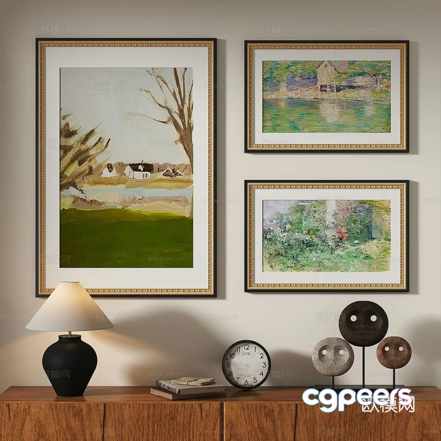 French retro modern European classical medieval abstract decorative painting 3d model