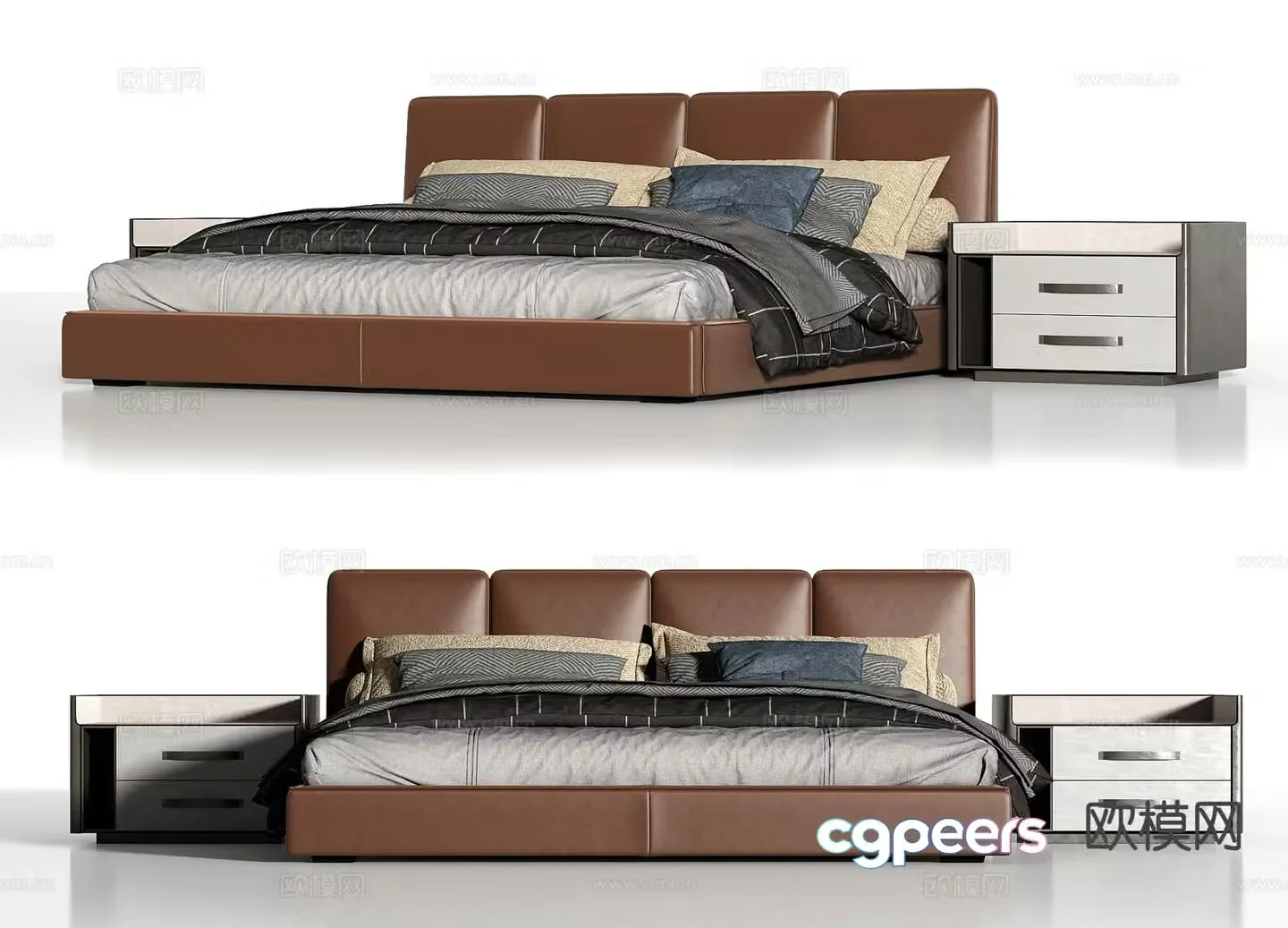 Italian double bed 3d model