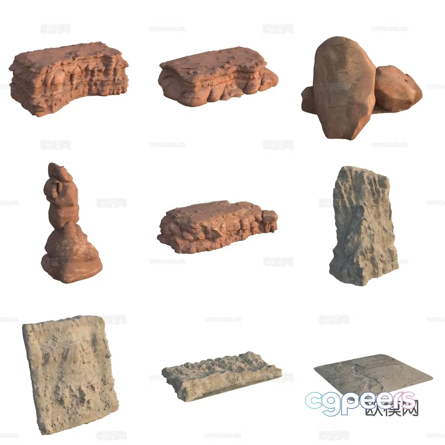 Sandstone stone pile stone wall huge stone large stone 3d model