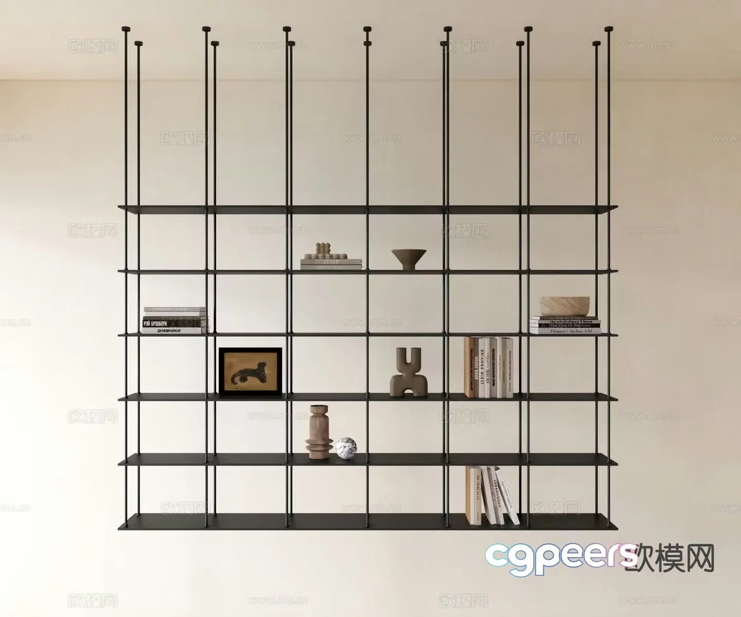 Modern bookcase hanging bookshelf decorative shelf 3d model