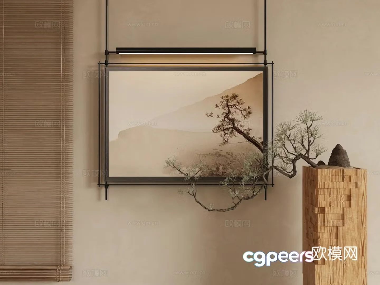 New Chinese style wasabi paintings oil painting 3D model