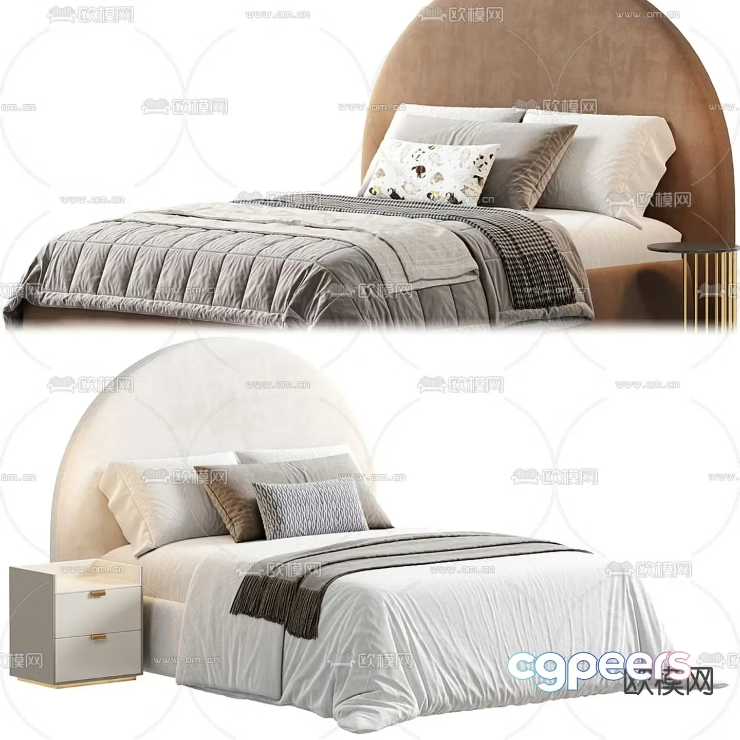 Modern double bed 3d model