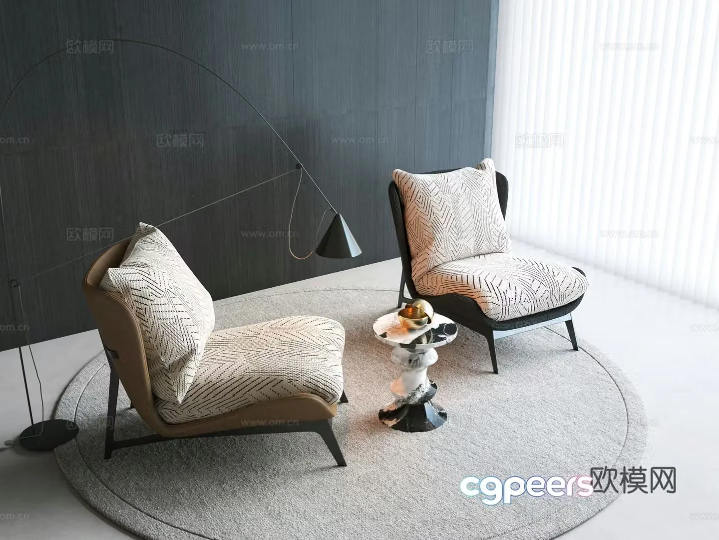 Italian casual chair combination leisure chair single sofa casual chair chair minotti3d model