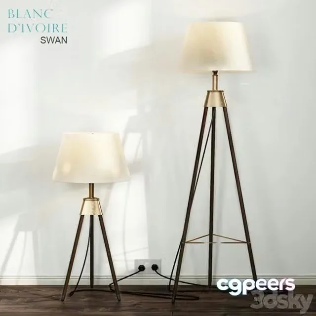 3ds Max Free – Blanc Divoire TRIPOD lamp, 2 versions