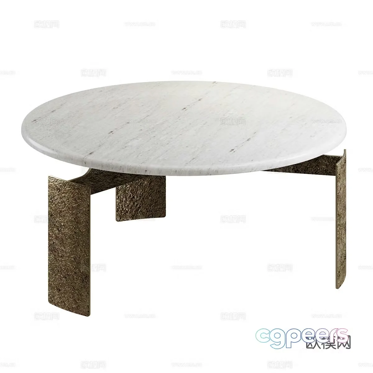 Modern light luxury marble round coffee table 3D model