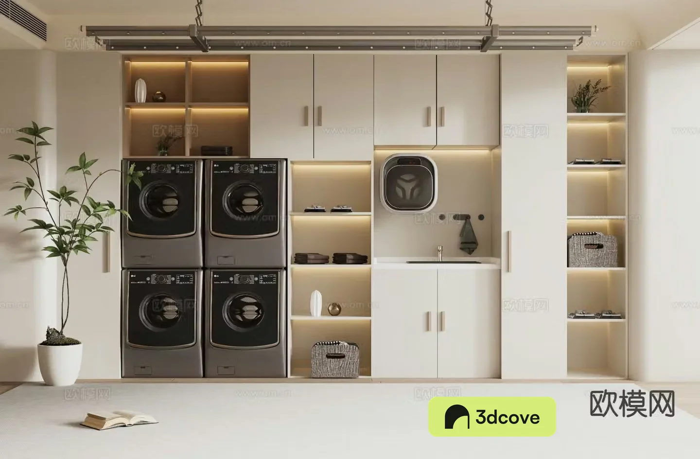 Cream style laundry closet laundry room