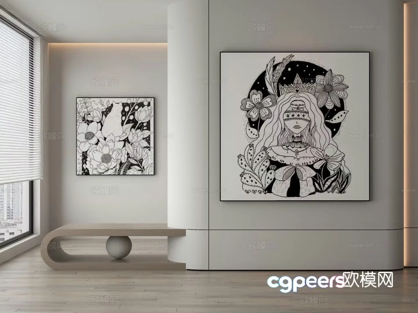 Modern decorative painting comic style hand painting 3d model