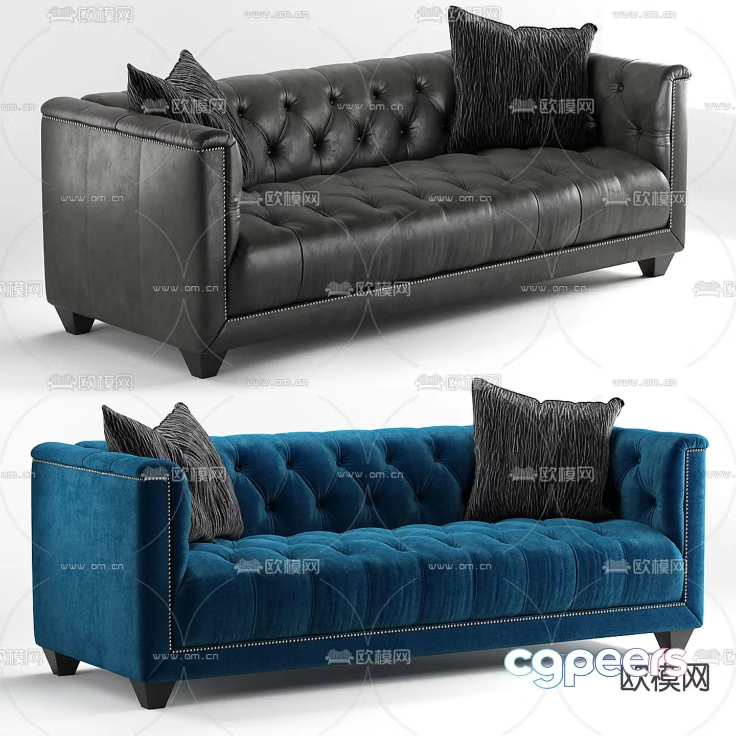 Leather sofa multi-person sofa 3d model