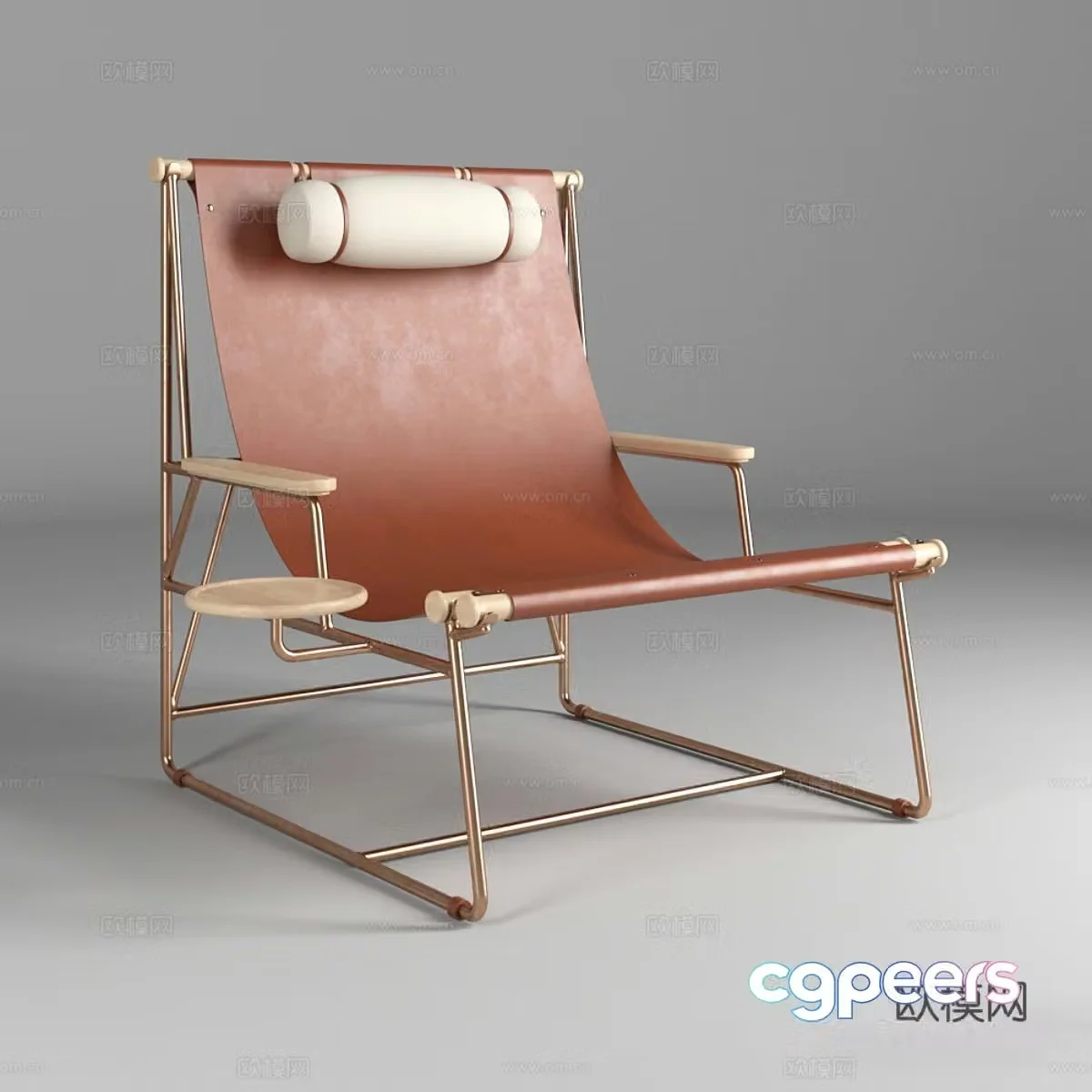 BDDW Italian leather lounge chair 3d model
