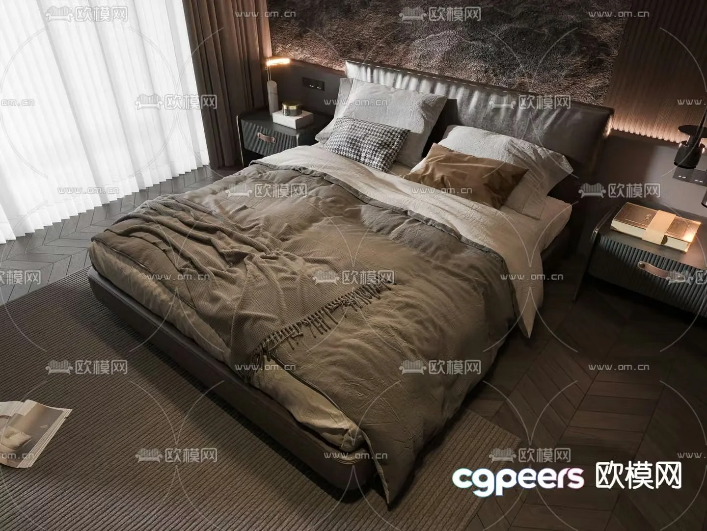 Modern double bed 3d model