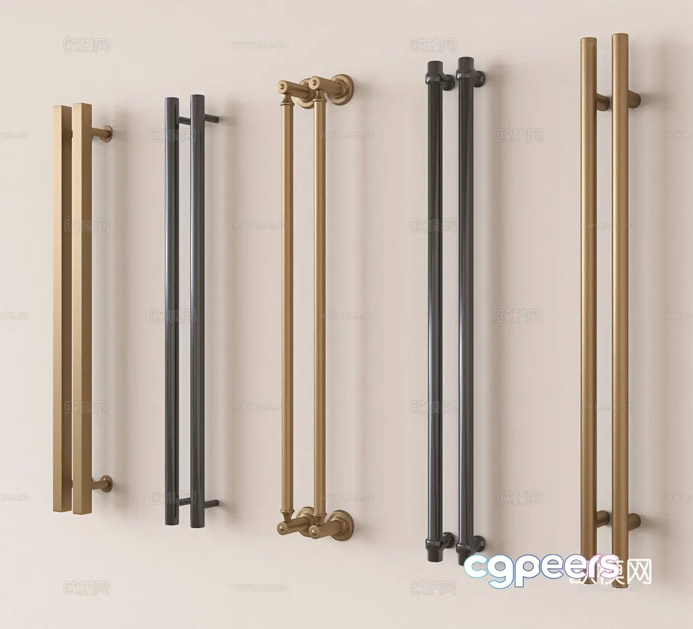 Double door handle meeting room door handle 3D model