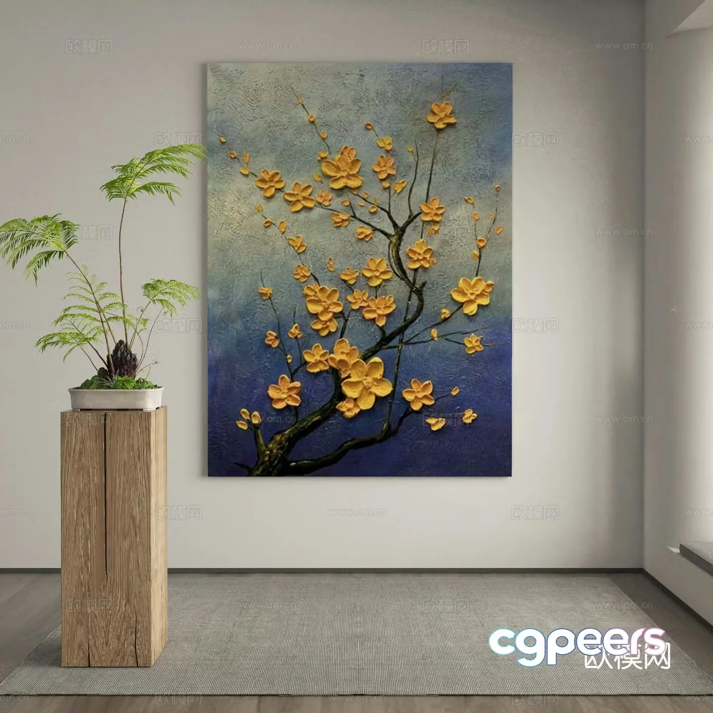 Wabi-sabi decorative painting oil painting 3d model