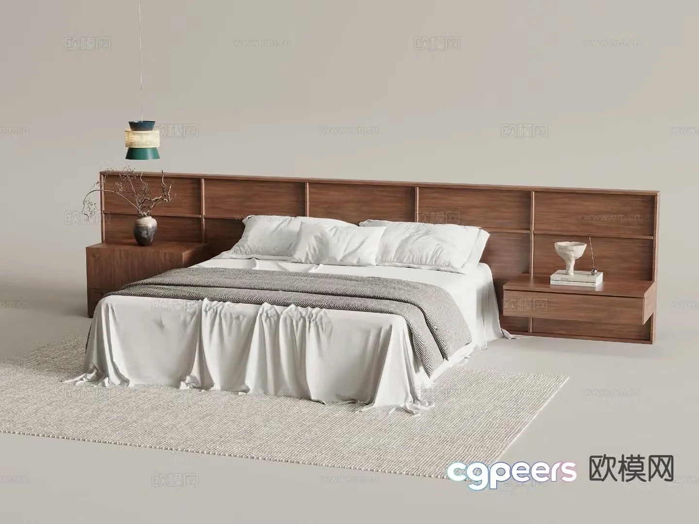 Medieval style double bed 3d model