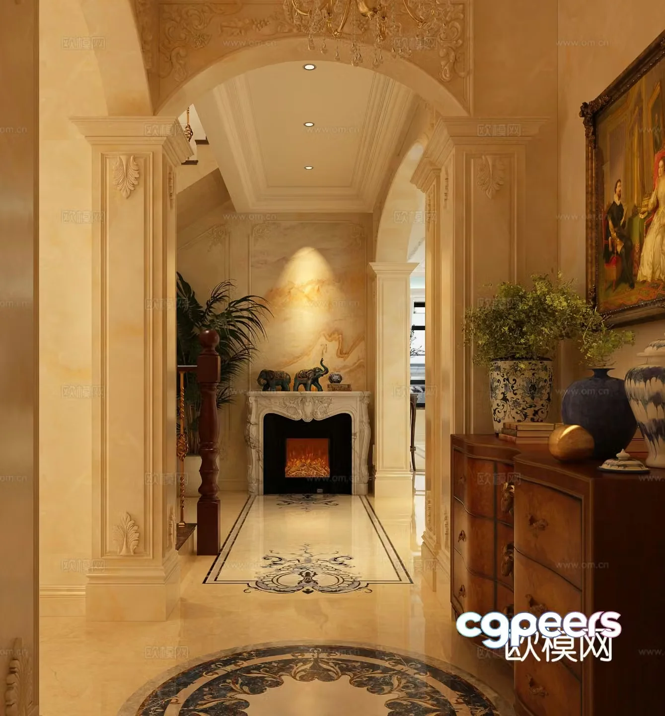 French entrance hall entrance hall aisle 3D model
