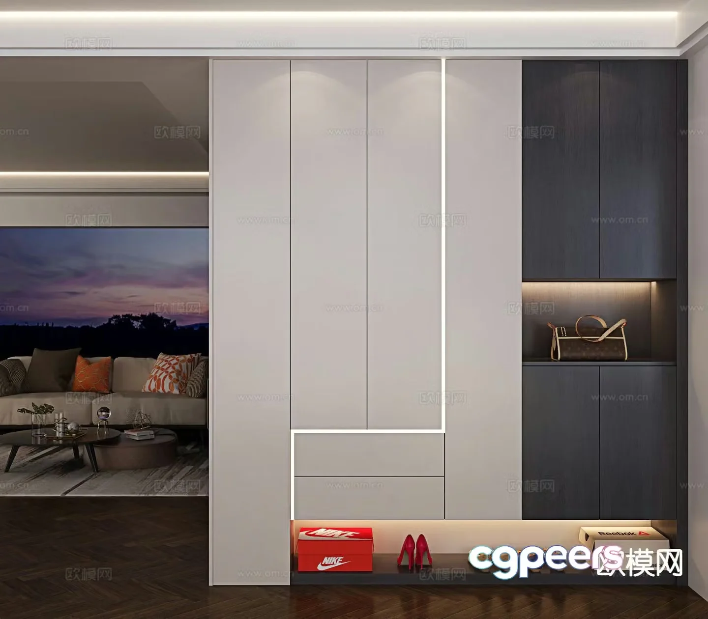 Modern entrance shoe cabinet 3d model