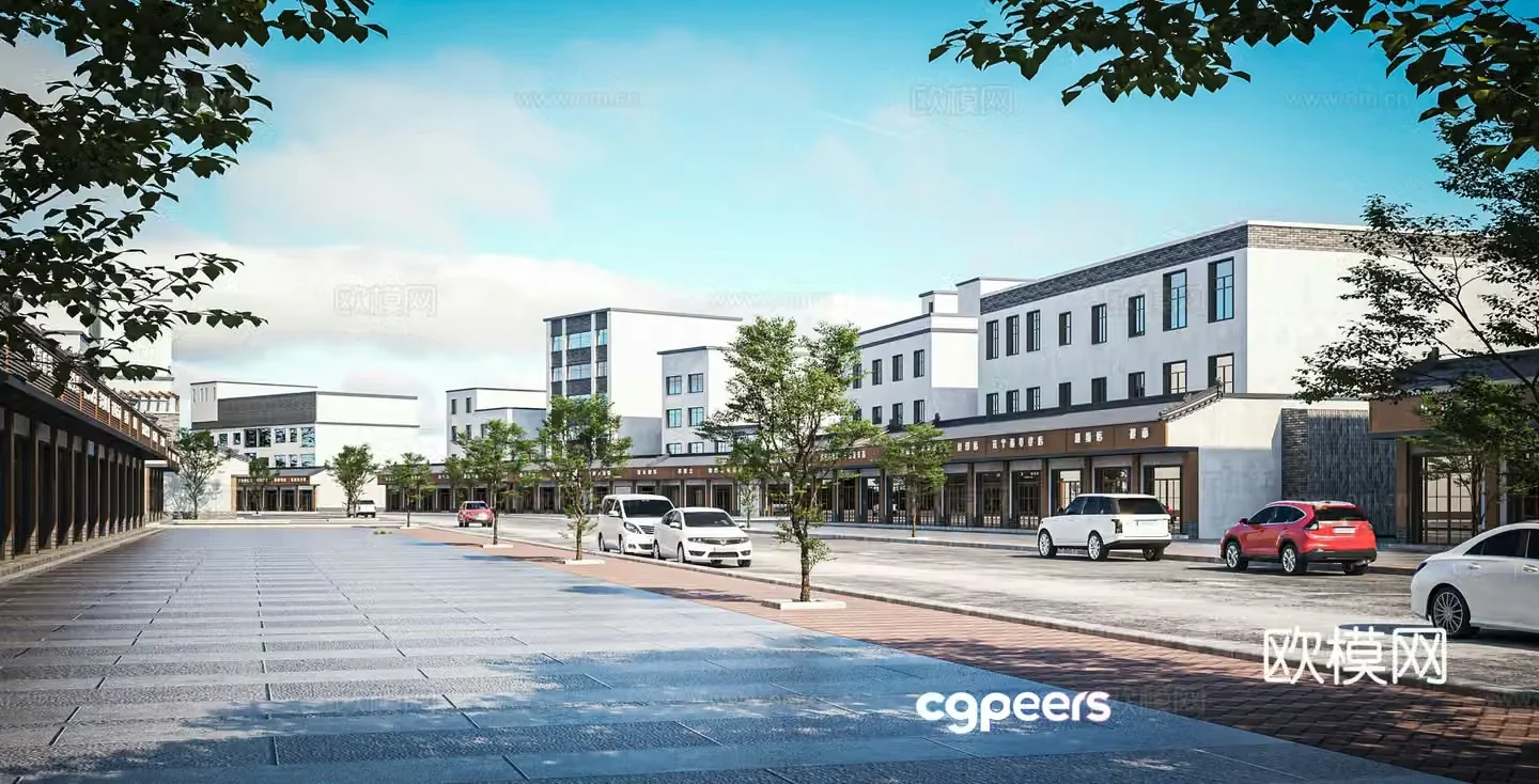 New Chinese style commercial street pedestrian street 3D model