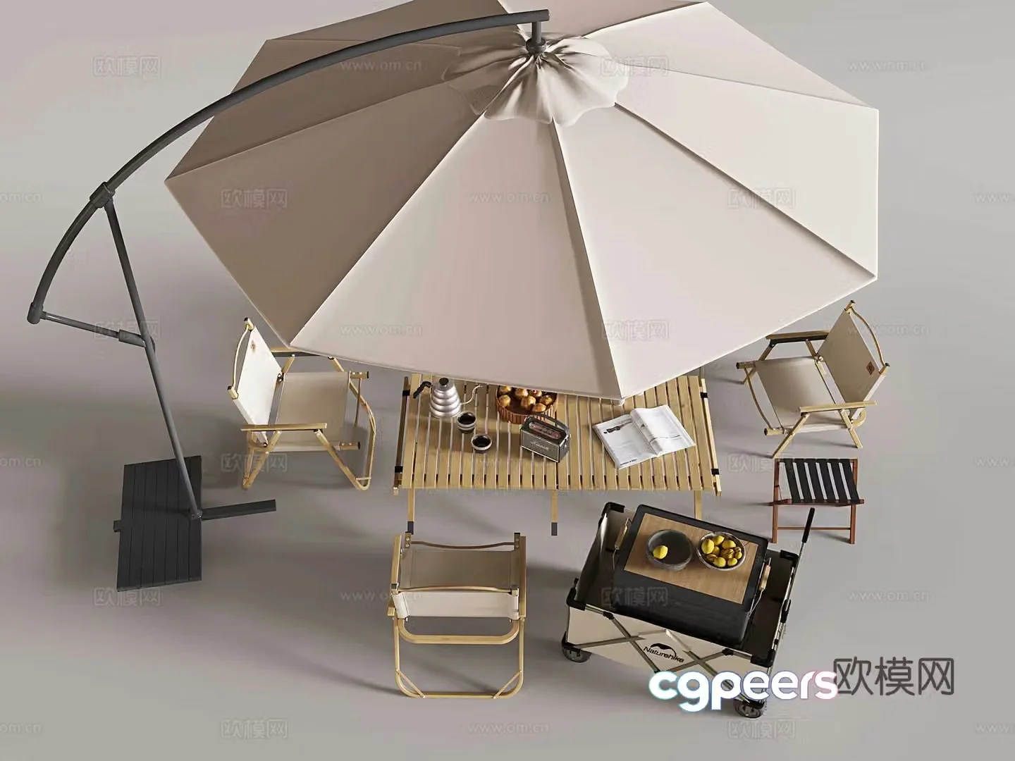 Outdoor tables and chairs outdoor camping folding tables and chairs awning 3D model