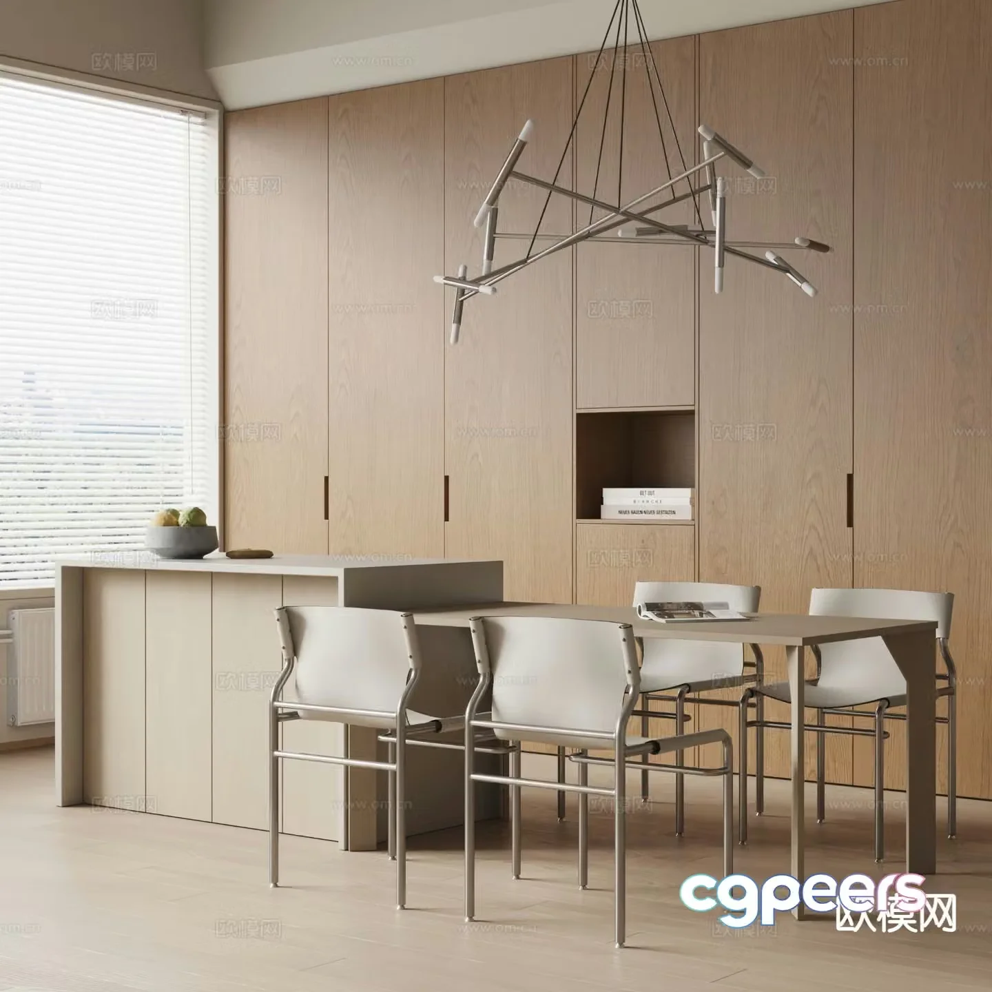 Turri modern island island dining table and chairs 3d model