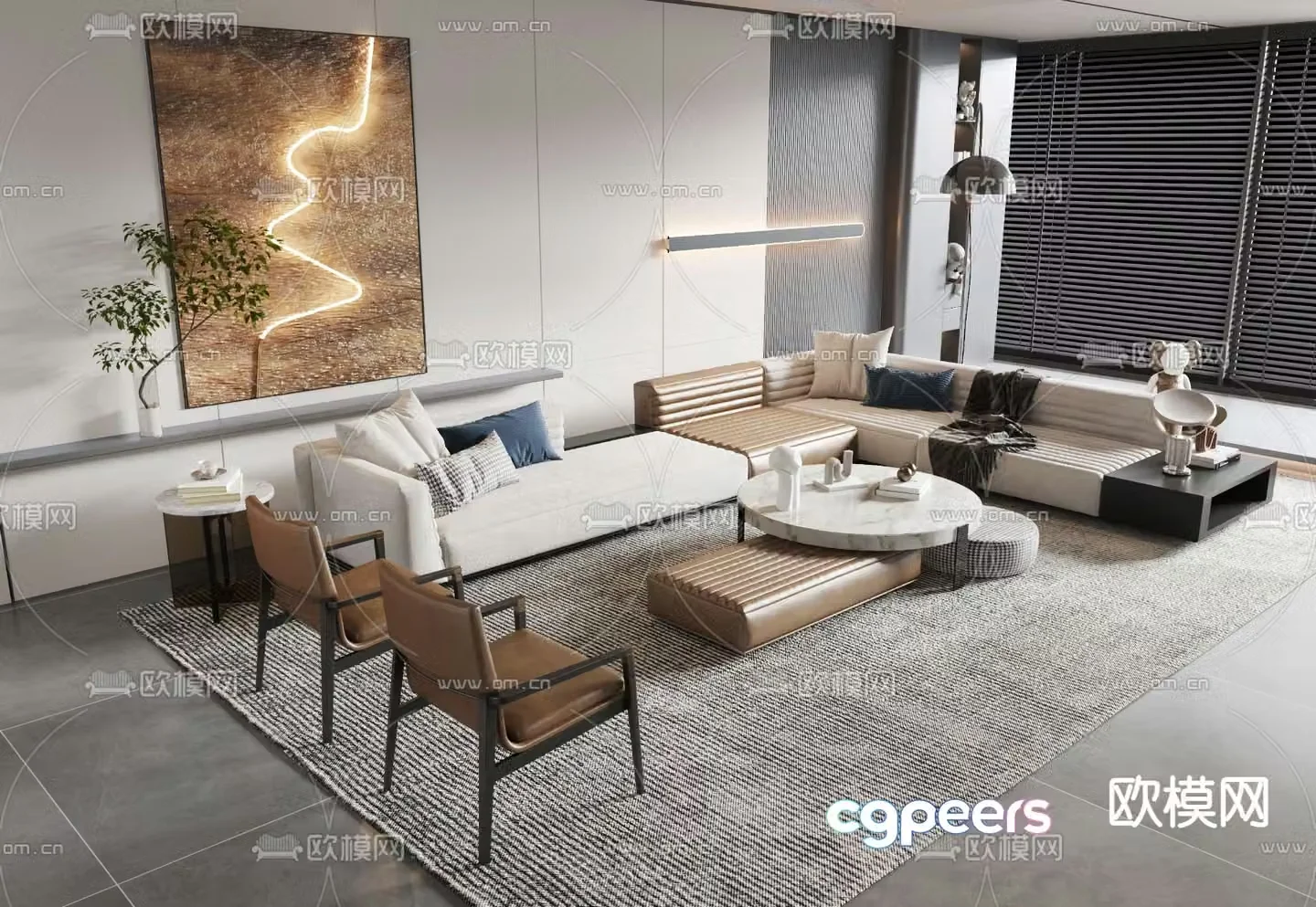 Minotti modular sofa 3d model