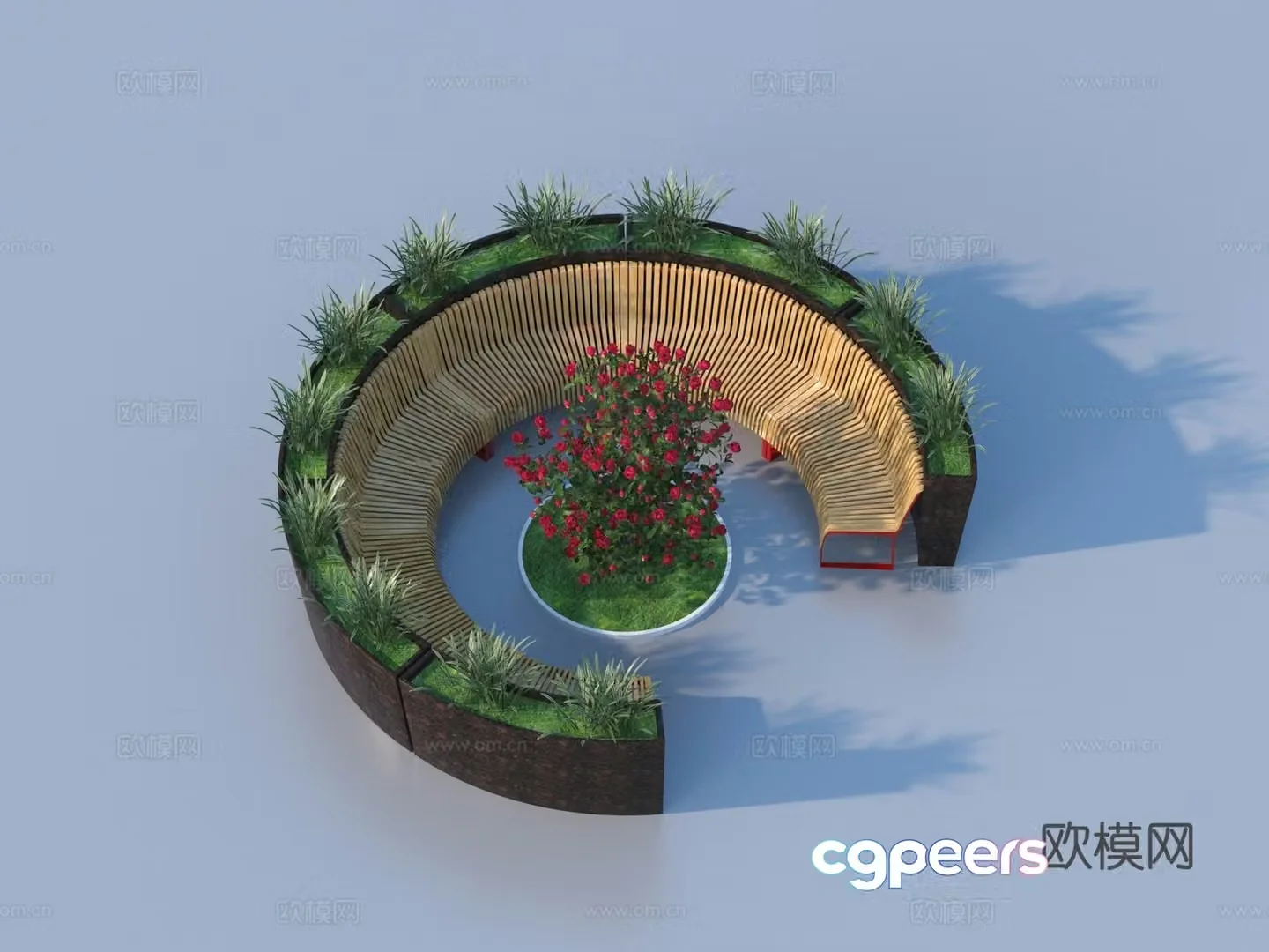 Tree Pool Sitting Bench Tree Pool Flower Bed 3D Model