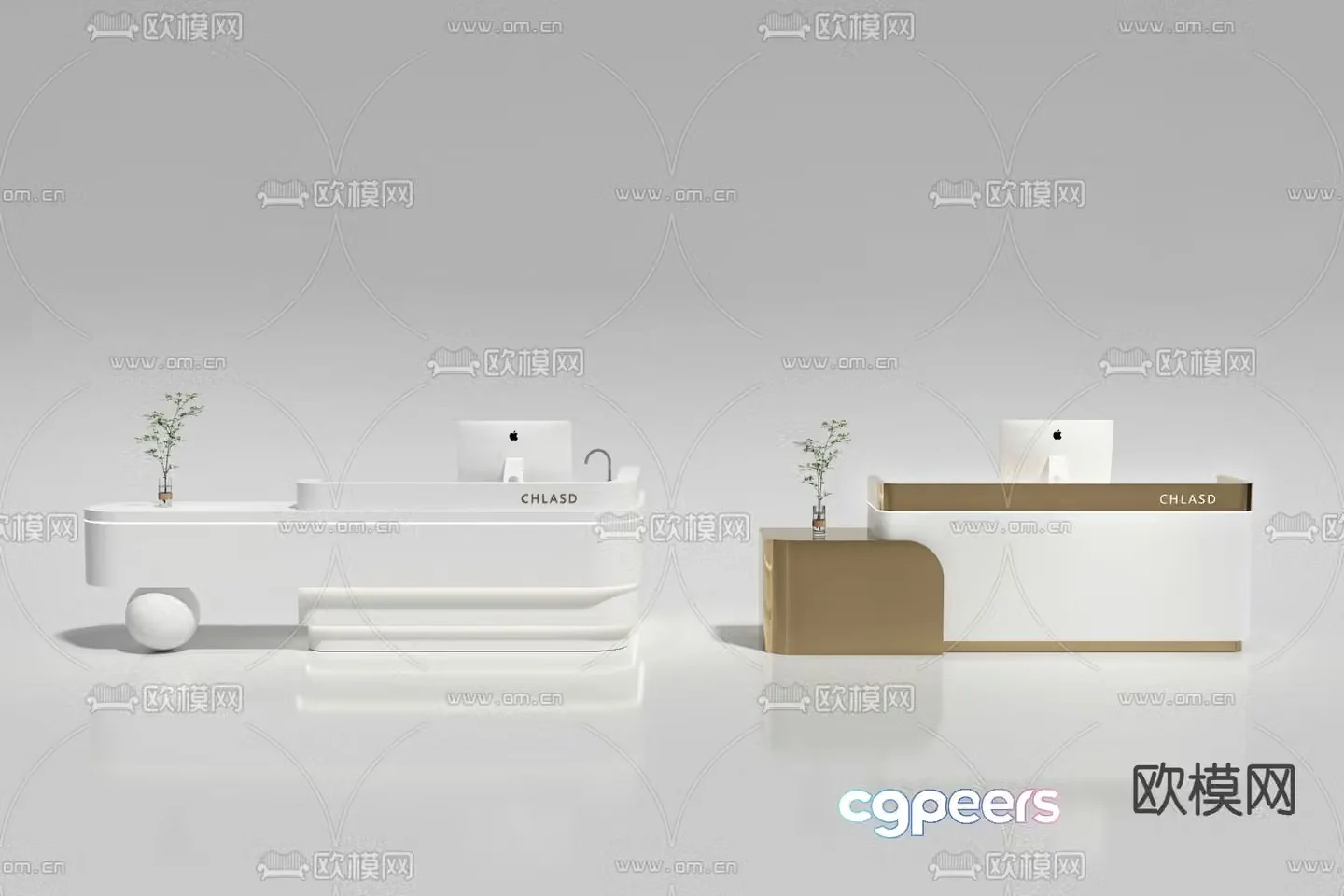 Modern front desk reception desk cashier desk information desk 3d model