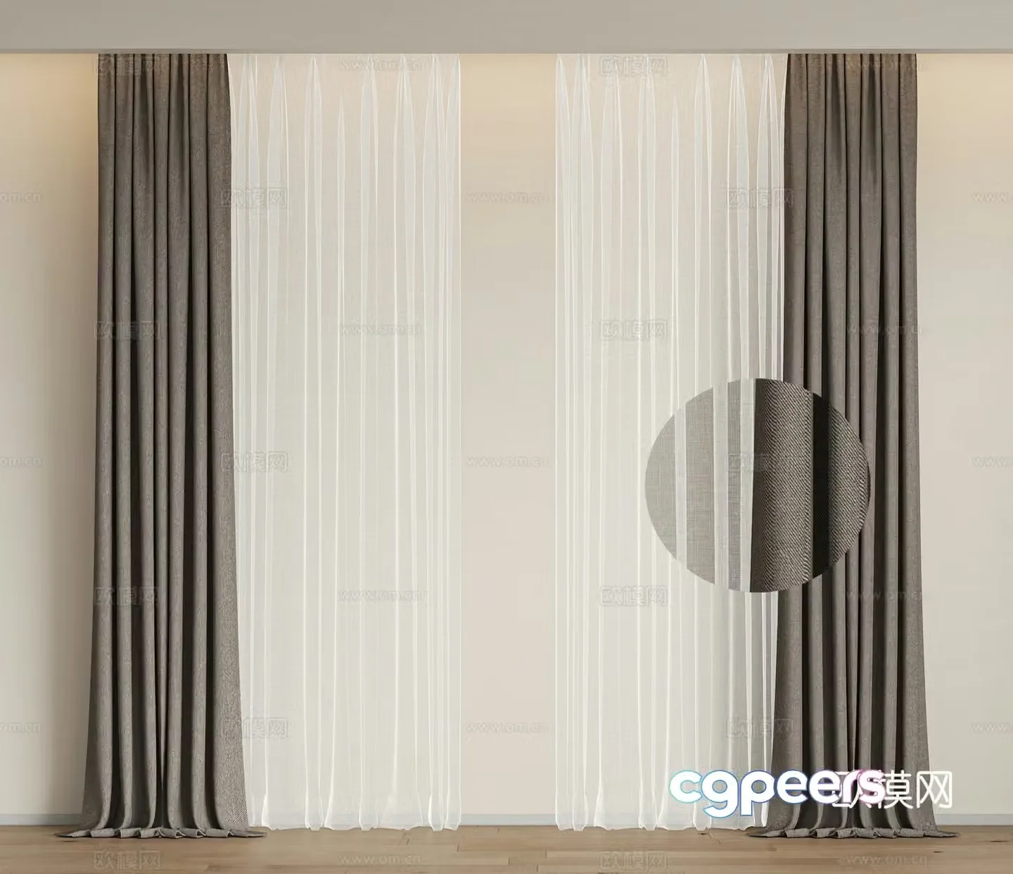 Modern curtain gauze curtain 3d model
