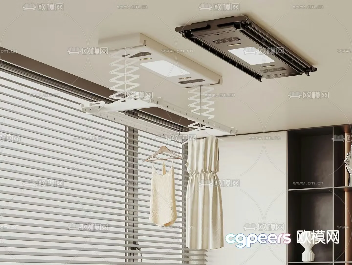 Electric clothes drying rack lifting clothes drying rack 3d model
