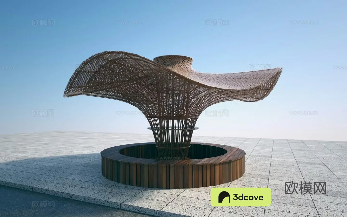 Modern outdoor chair shaped chair installation 3d model