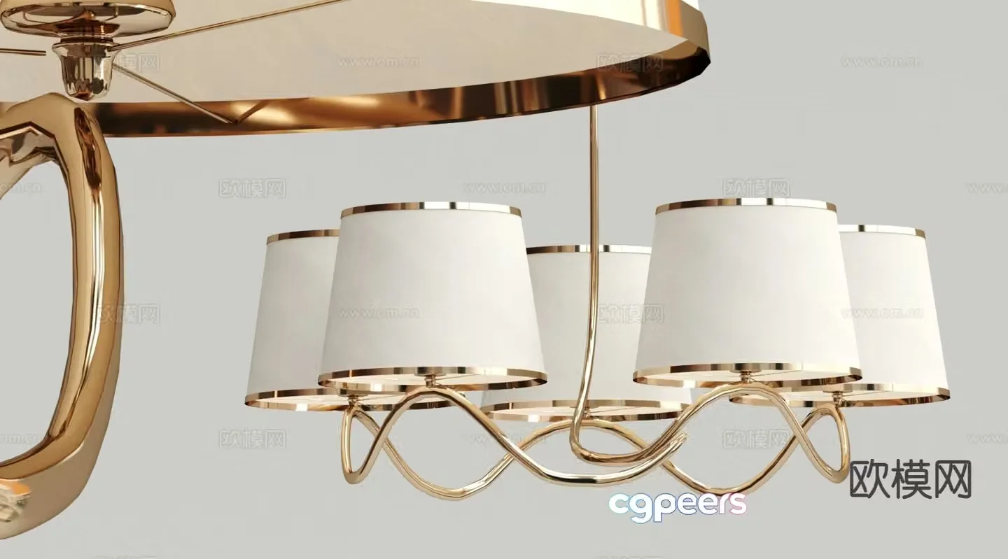 Light luxury multi-head chandelier 3D model