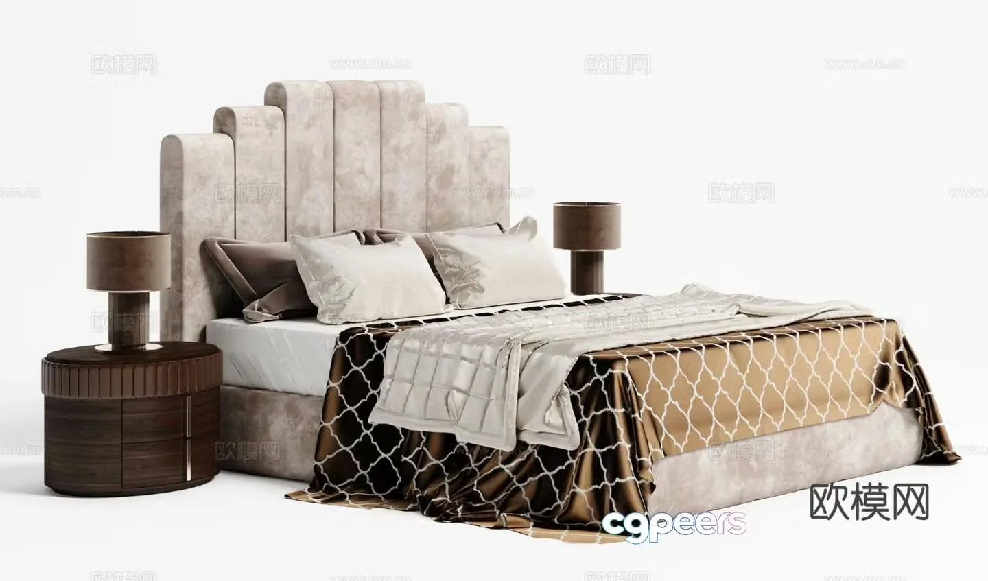 Modern double bed 3d model