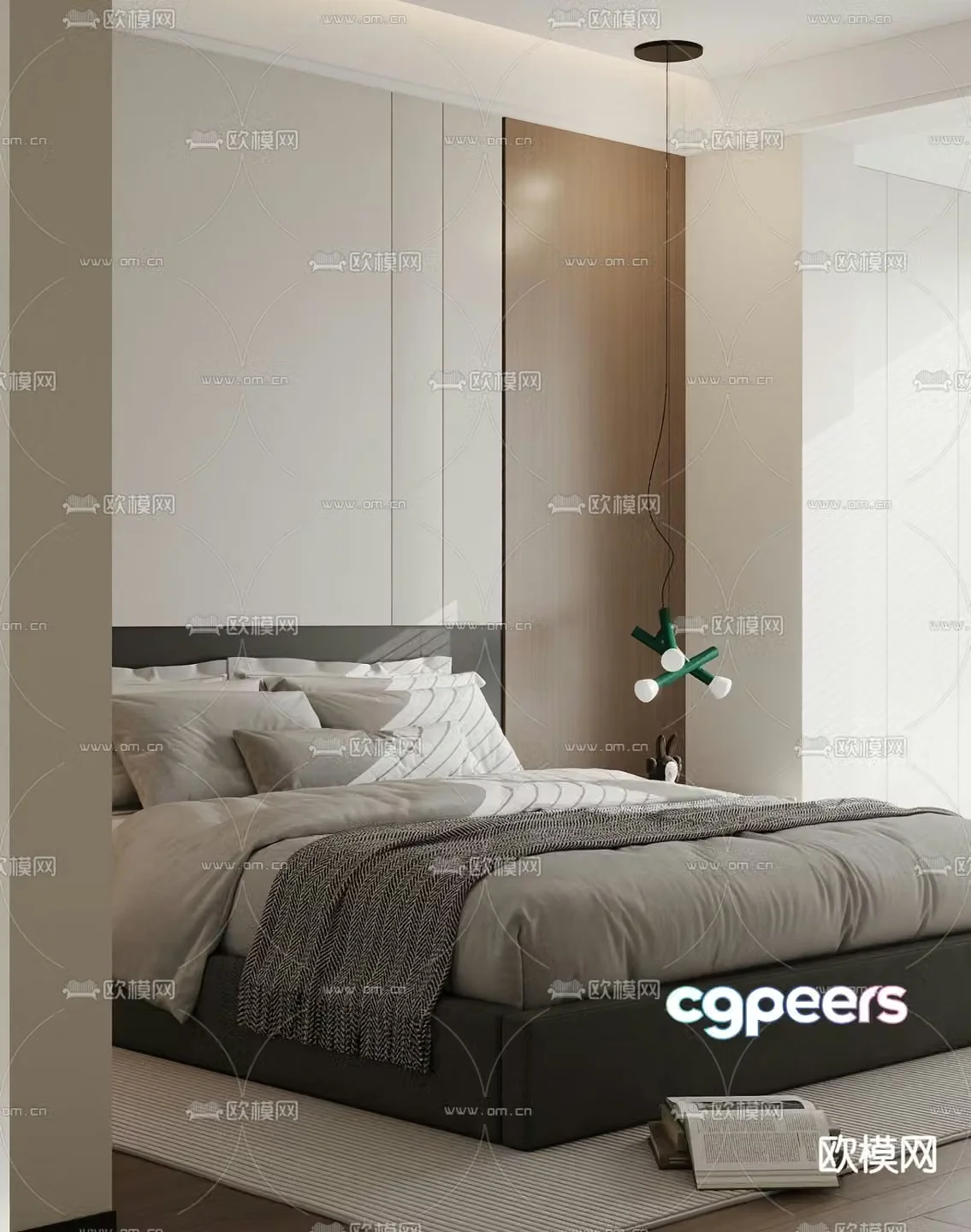 Modern double bed 3d model