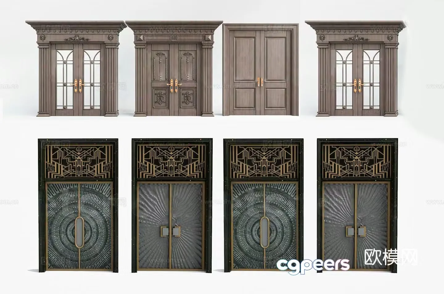 European style entrance door Large entrance door Villa entrance door Double door entrance door Courtyard villa 3D model