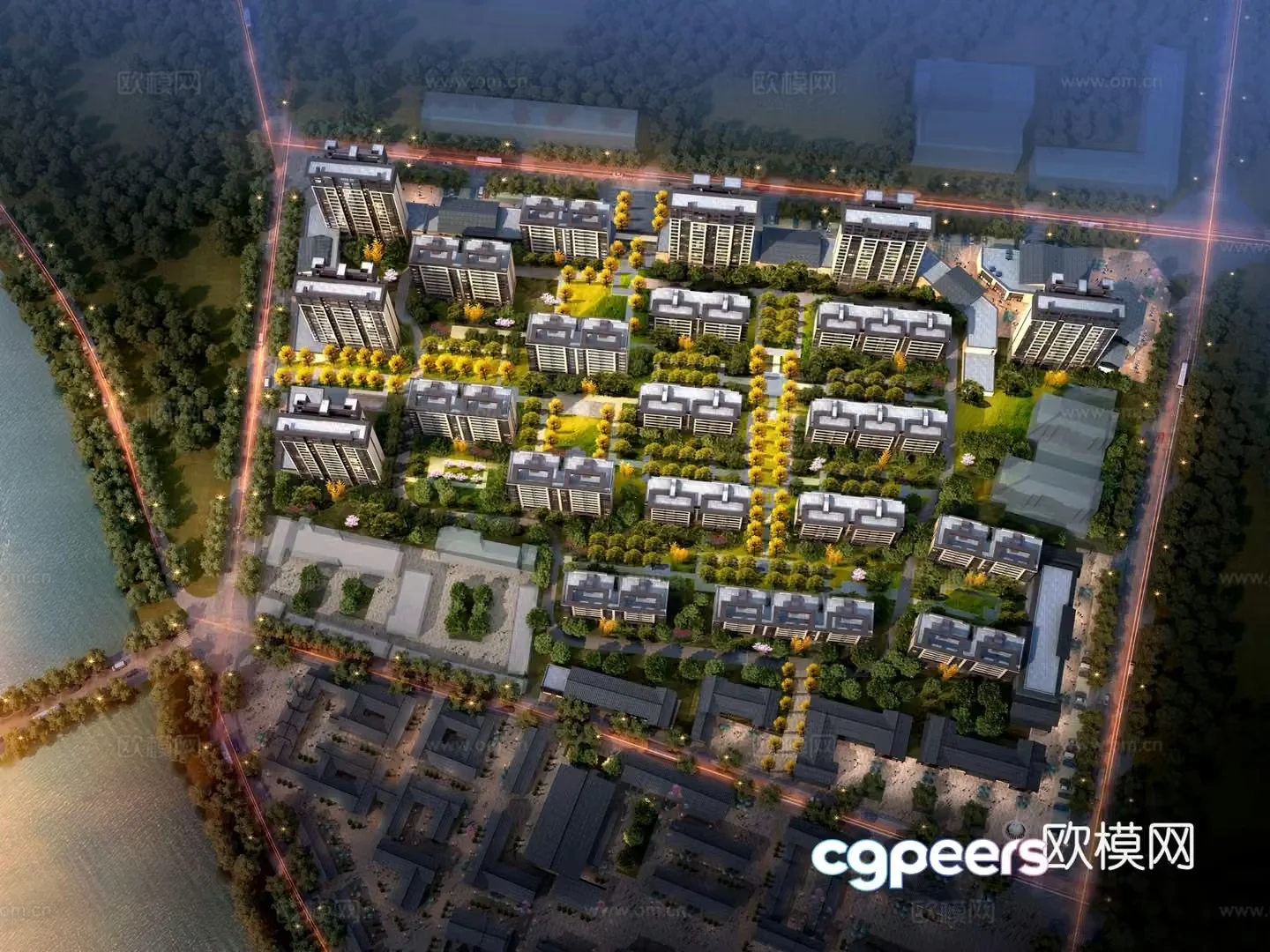 Residential aerial view 3d model