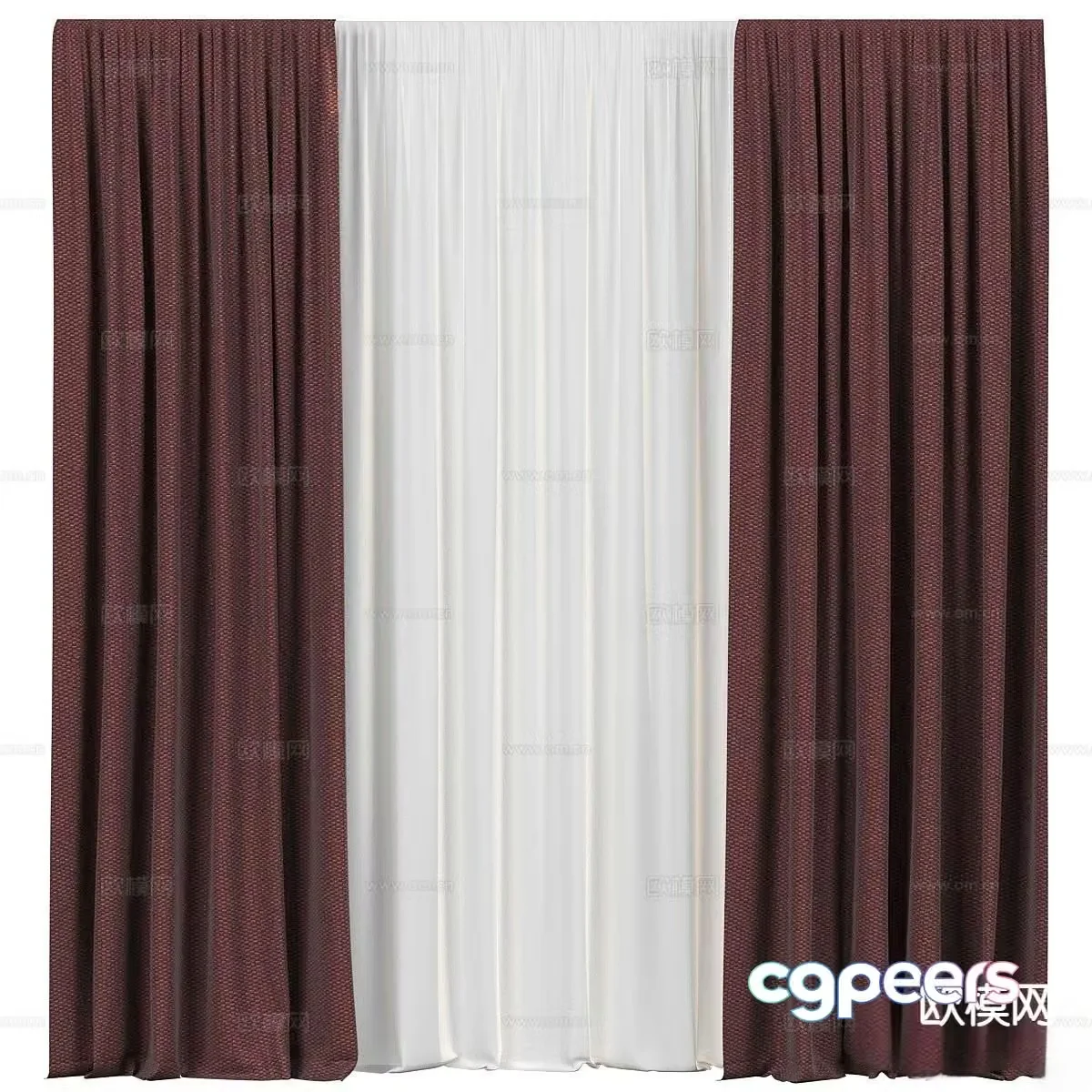 Modern plain curtains fabric curtains universal curtains 3d model