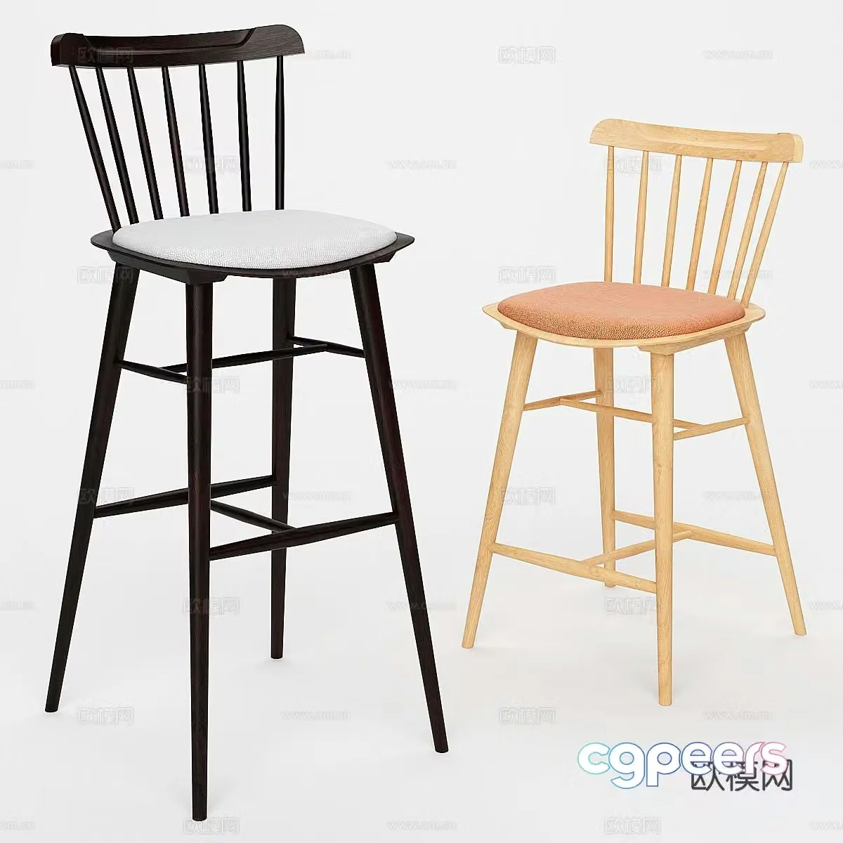 Nordic bar stool bar stool high stool 3d model